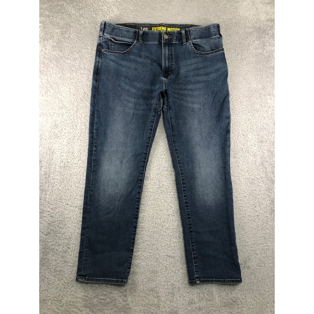 Lee Jeans Mens 38x28 (Tag 38x30) Blue Extreme Motion Athletic Fit Tapered Leg